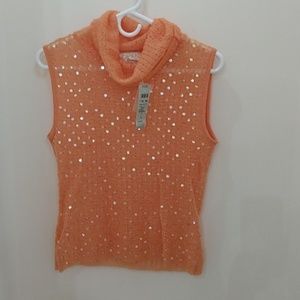 Orange nit sleeveless tank
